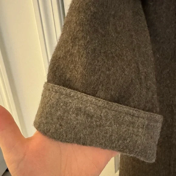 Eileen Fisher Small Alpaca / Wool Coat Jacket Brown Funnel Neck - Picture 6 of 12